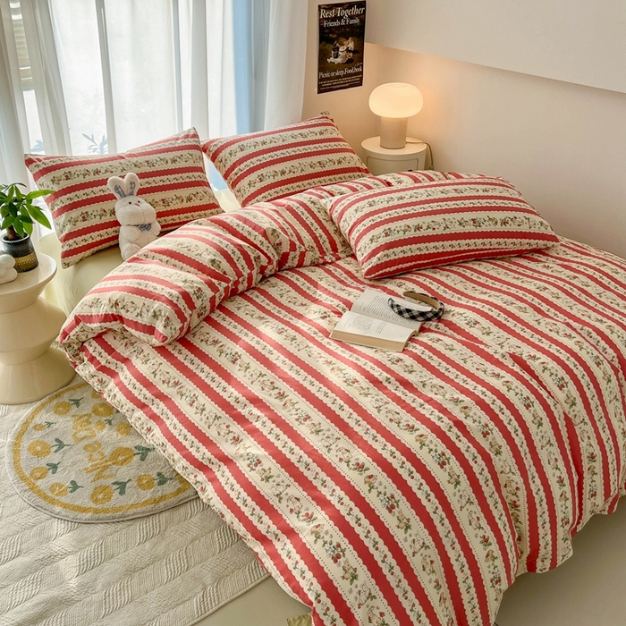 91家纺网 家纺一手货源 找家纺 HL原创 2024新款13070全棉40s单被套 花绯兔