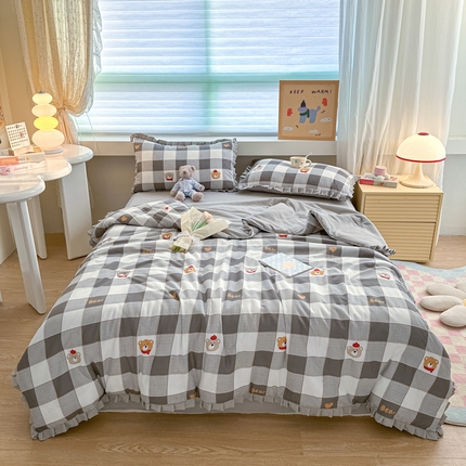 91家纺网 家纺一手货源 找家纺 （总）荔禾家居 2024新款A类泡泡棉皱皱边系列夏被四件套