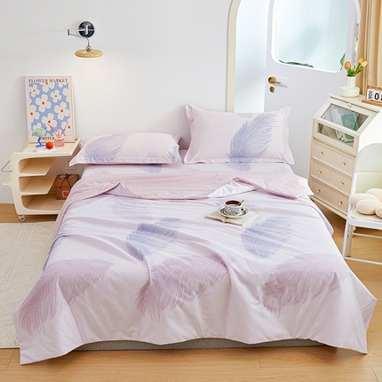 元元被芯 2024新款全棉小清新夏被四件套-全棉夏被四件套 且听风吟-粉