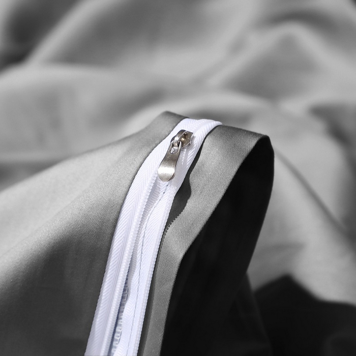 91家纺网 家纺一手货源 找家纺 晶缦家纺 2024新款100S全棉贡缎长绒棉纯色四件套和单品-纯沐系列 四件套 纯沐-中度灰