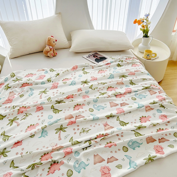 91家纺网 家纺一手货源 找家纺 首爱2025新款印花竹纤维午睡盖毯子空调毯沙发毯多功能儿童盖毯毯子恐龙乐园