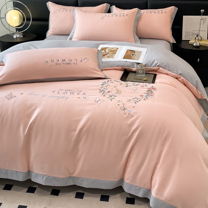 91家纺网 家纺一手货源 找家纺 凯艾玲 2024新款简约轻奢磨毛细斜纹四件套-初见 初见-浅玉