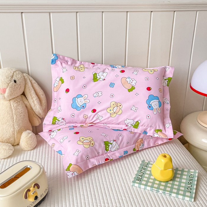 91家纺网 家纺一手货源 找家纺 金帛坊 2024新款100%全棉信封枕套儿童可拆卸枕芯枕头 萝卜兔