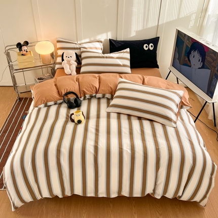HL原创 2024新款13070全棉40s单被套 焦糖条纹