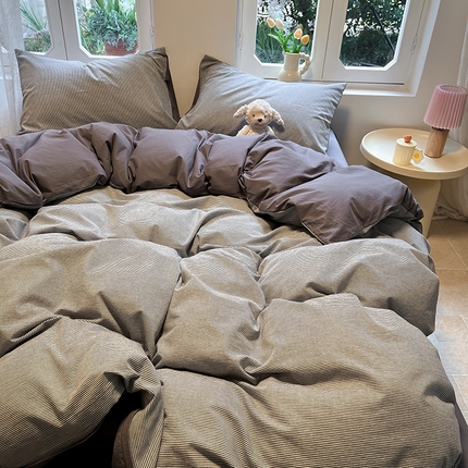 91家纺网 家纺一手货源 找家纺 （总）蓝邻家纺 2024新款全棉色织水洗棉四件套