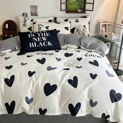 91家纺网 家纺一手货源 找家纺 HL原创 2024新款13070全棉40s单被套 爱心LOVE
