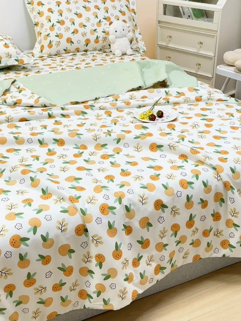 91家纺网 家纺一手货源 找家纺 元元被芯 2024新款全棉小清新夏被四件套-单夏被 果实