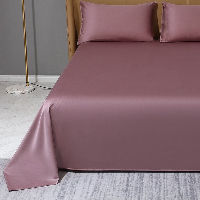 91家纺网 家纺一手货源 找家纺 晶缦家纺 2024新款100S全棉贡缎长绒棉纯色四件套和单品-纯沐系列 单床单 纯沐-帛咖色