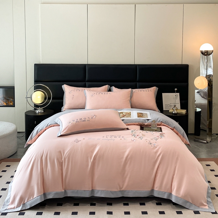 91家纺网 家纺一手货源 找家纺 凯艾玲 2024新款简约轻奢磨毛细斜纹四件套-初见 初见-浅玉