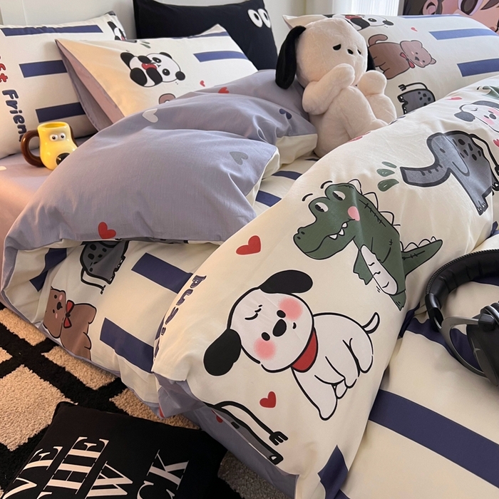 91家纺网 家纺一手货源 找家纺 HL原创 2024新款13070全棉40s单被套 萌宠世界