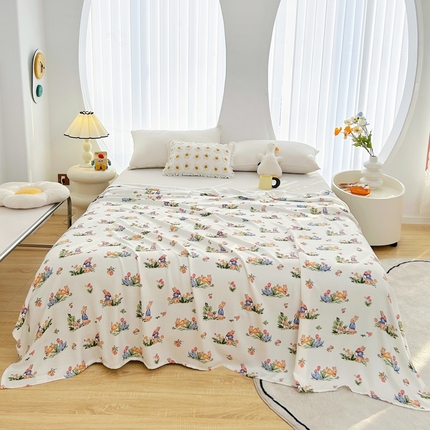 首爱2024新款印花竹纤维午睡盖毯子空调毯沙发毯多功能儿童盖毯毯子兔兔乐园