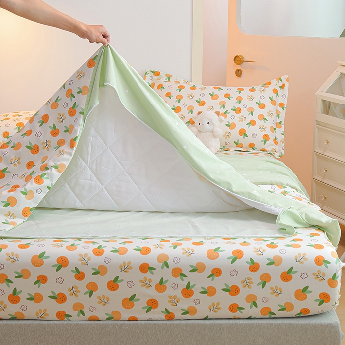 91家纺网 家纺一手货源 找家纺 元元被芯 2024新款全棉小清新夏被四件套-单夏被 果实