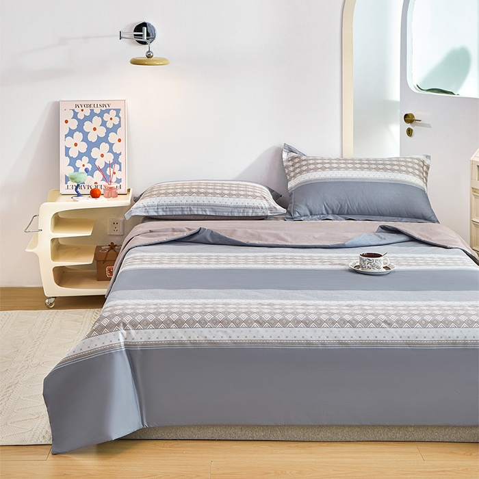 91家纺网 家纺一手货源 找家纺 元元被芯 2024新款全棉小清新夏被四件套-单夏被 印象都市-灰