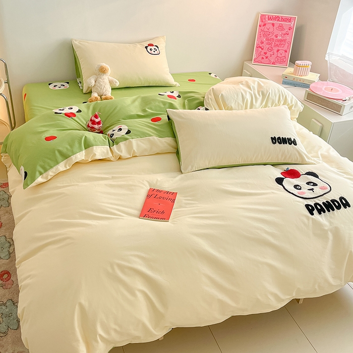 91家纺网 家纺一手货源 找家纺 （总）金丝鸟家纺 2024新款全棉混搭毛巾绣四件套可爱卡通库洛米系列