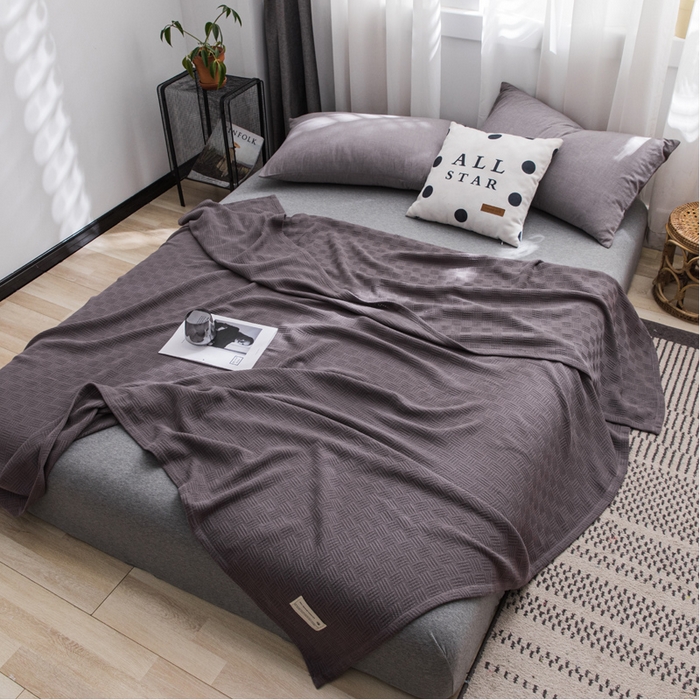 91家纺网 家纺一手货源 找家纺 朴尔家纺-毛巾被 2024新款加厚纯色线毯纱布毛巾被 素色纯棉肌理线毯-咖啡