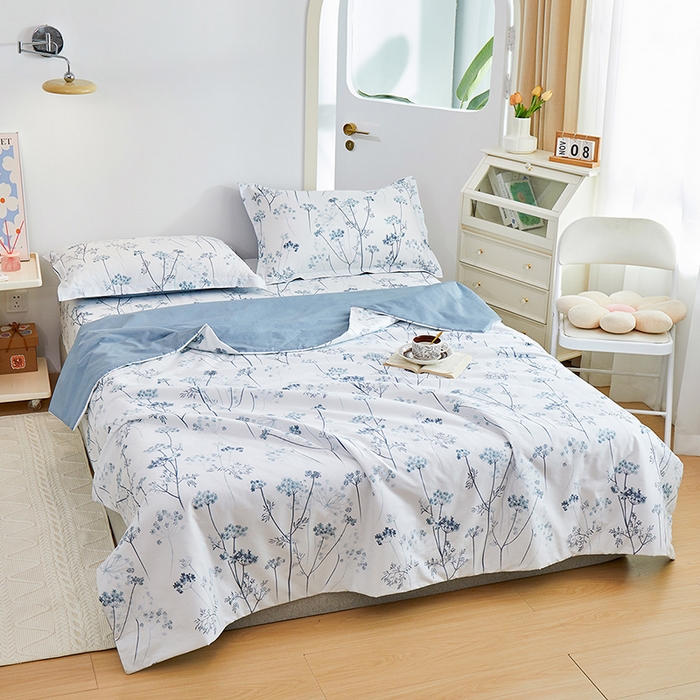 91家纺网 家纺一手货源 找家纺 元元被芯 2024新款全棉小清新夏被四件套-单夏被 璀璨-兰