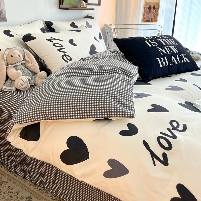 91家纺网 家纺一手货源 找家纺 HL原创 2024新款13070全棉40s单被套 爱心LOVE