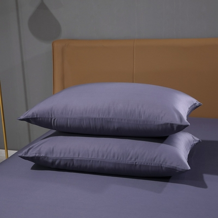 晶缦家纺 2024新款100S全棉贡缎长绒棉纯色四件套和单品-纯沐系列 单枕套 纯沐-深度灰