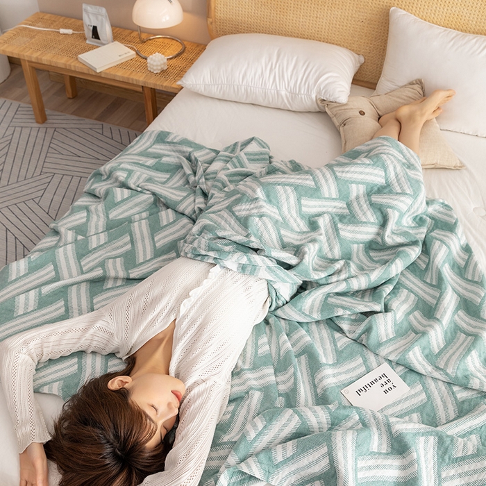 91家纺网 家纺一手货源 找家纺 （总）朴尔家纺-毛巾被 2024新款塞尚风格全棉水洗棉三层纱布毛巾被