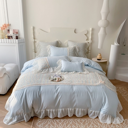 91家纺网 家纺一手货源 找家纺 （总）吾欢心 2025新款蒂芙妮雪纺蕾丝花边四件套