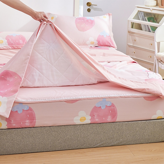 91家纺网 家纺一手货源 找家纺 元元被芯 2024新款全棉小清新夏被四件套-单夏被 哈尼-粉