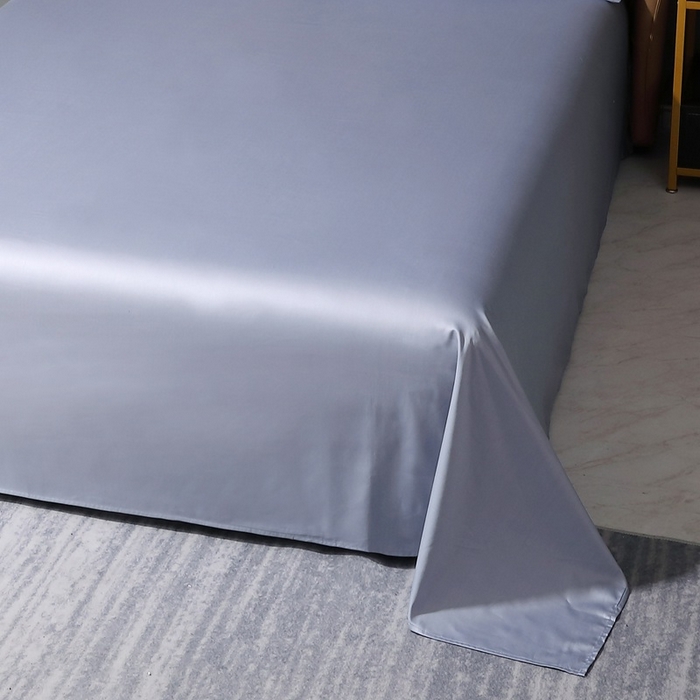 91家纺网 家纺一手货源 找家纺 晶缦家纺 2024新款100S全棉贡缎长绒棉纯色四件套和单品-纯沐系列 单床单 纯沐-绫兰灰