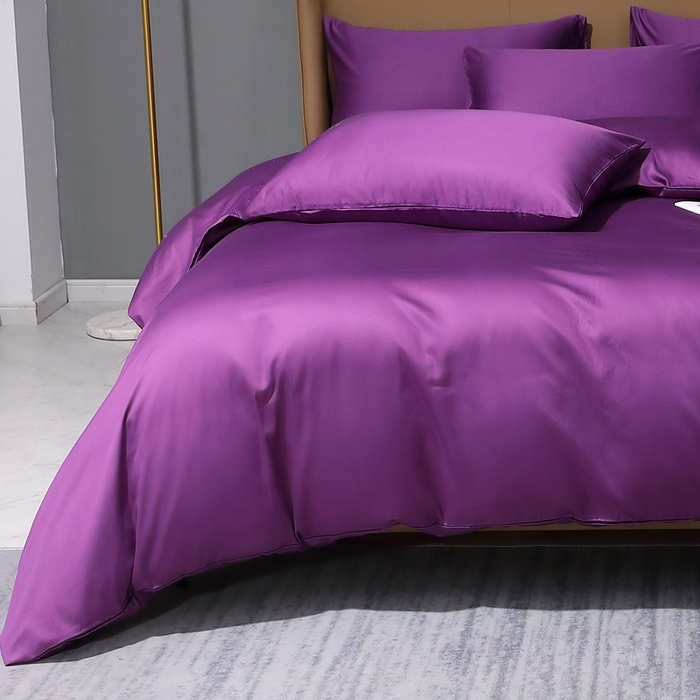 91家纺网 家纺一手货源 找家纺 晶缦家纺 2024新款100S全棉贡缎长绒棉纯色四件套和单品-纯沐系列 单被套 纯沐-罗兰紫