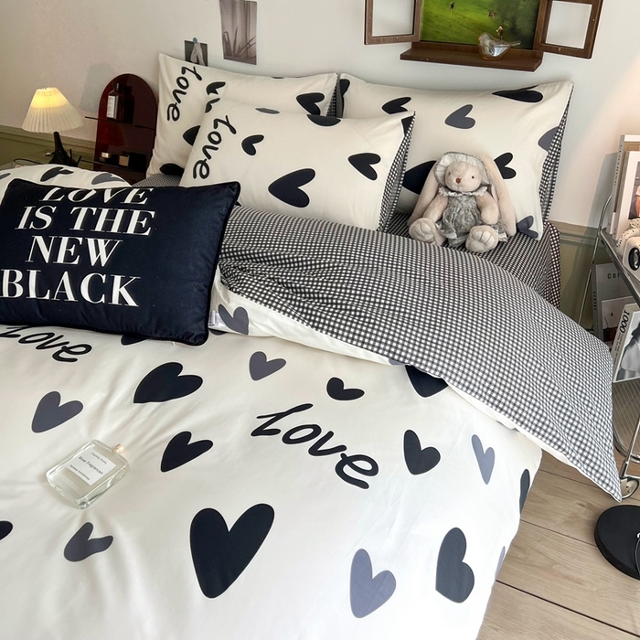 91家纺网 家纺一手货源 找家纺 HL原创 2024新款13070全棉40s单被套 爱心LOVE