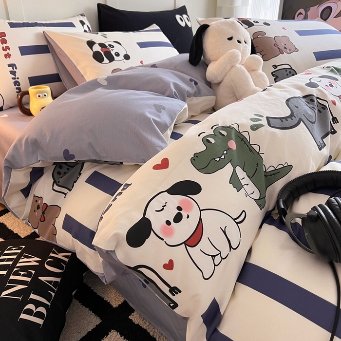 91家纺网 家纺一手货源 找家纺 HL原创 2024新款13070全棉40s单被套 萌宠世界