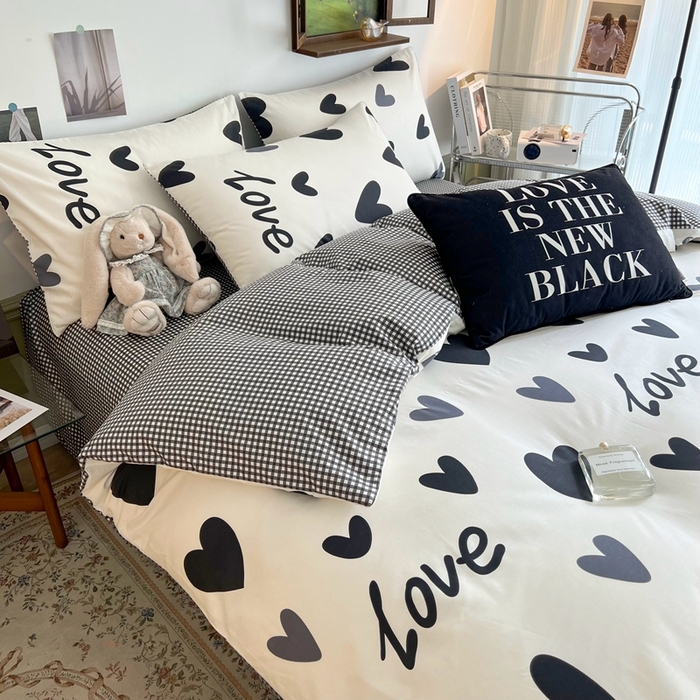 91家纺网 家纺一手货源 找家纺 HL原创 2024新款13070全棉40s单被套 爱心LOVE