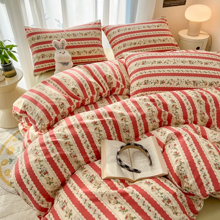 91家纺网 家纺一手货源 找家纺 HL原创 2024新款13070全棉40s单被套 花绯兔