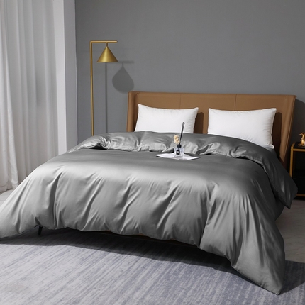 91家纺网 家纺一手货源 找家纺 晶缦家纺 2024新款100S全棉贡缎长绒棉纯色四件套和单品-纯沐系列 单被套 纯沐-中度灰