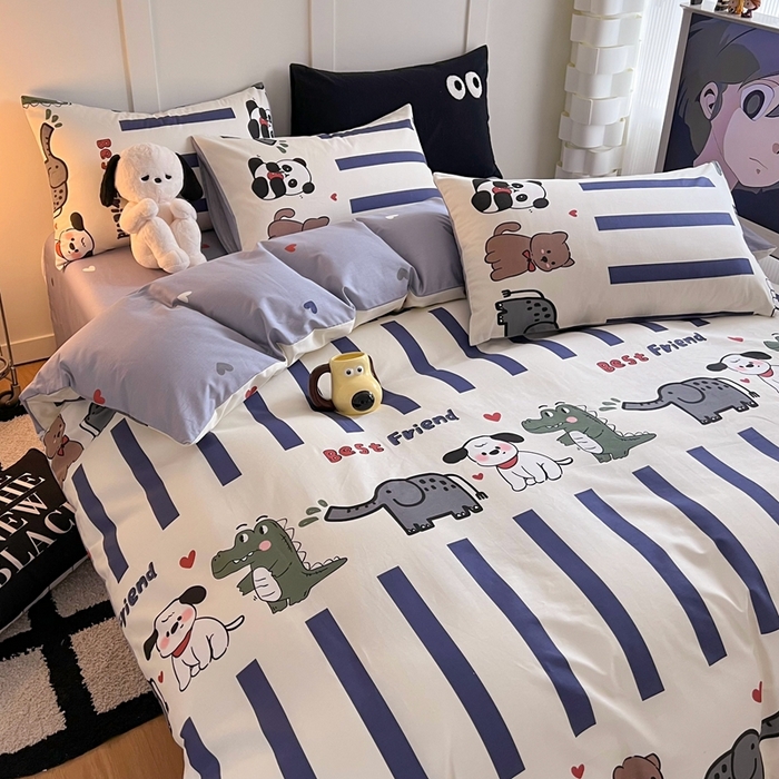 91家纺网 家纺一手货源 找家纺 HL原创 2024新款13070全棉40s单被套 萌宠世界