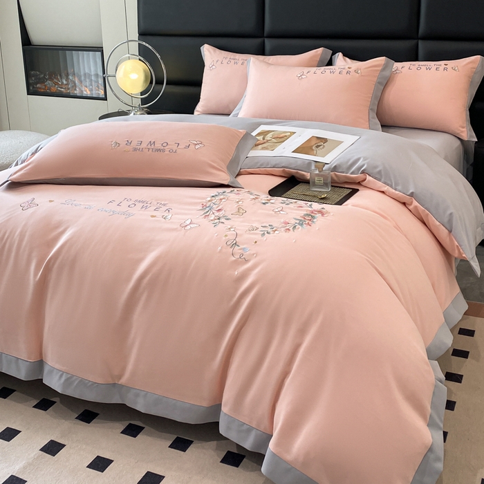 91家纺网 家纺一手货源 找家纺 凯艾玲 2024新款简约轻奢磨毛细斜纹四件套-初见 初见-浅玉