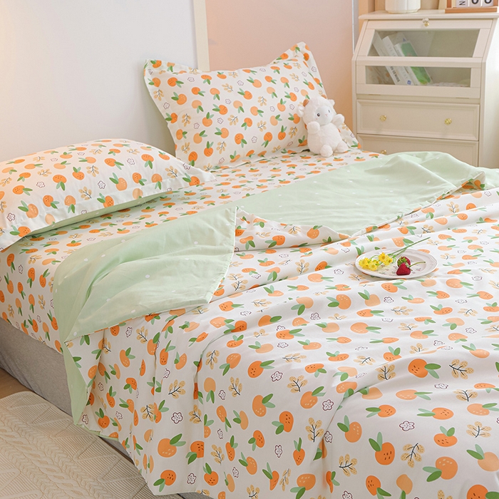 91家纺网 家纺一手货源 找家纺 元元被芯 2024新款全棉小清新夏被四件套-单夏被 果实