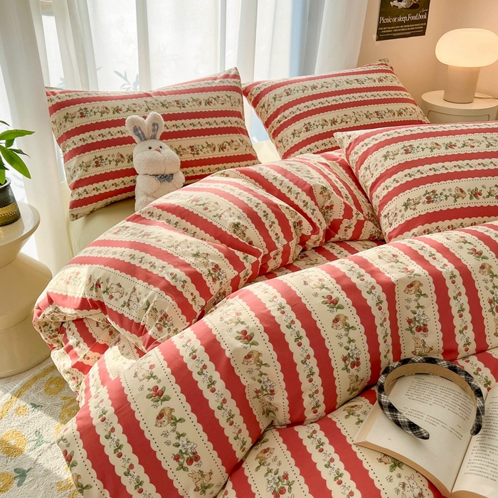 91家纺网 家纺一手货源 找家纺 HL原创 2024新款13070全棉40s单被套 花绯兔