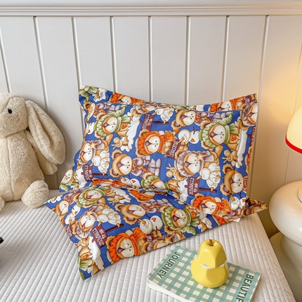 金帛坊 2024新款100%全棉信封枕套儿童可拆卸枕芯枕头 绅士小熊