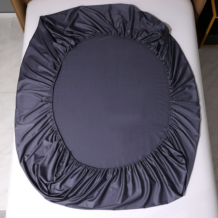 91家纺网 家纺一手货源 找家纺 晶缦家纺 2024新款100S全棉贡缎长绒棉纯色四件套和单品-纯沐系列 单床笠 纯沐-深度灰