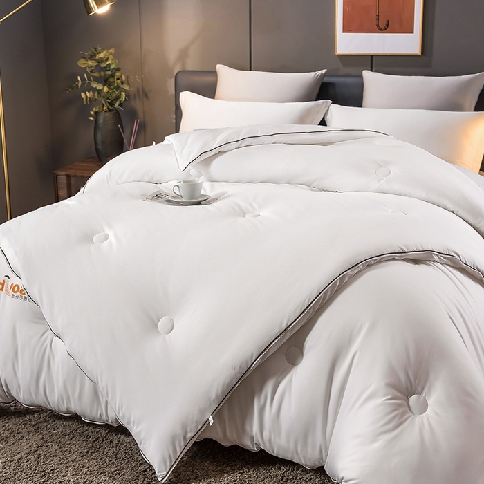 91家纺网 家纺一手货源 找家纺 金帛坊 2024新款磨毛大豆双胎子母被子被芯 纯白