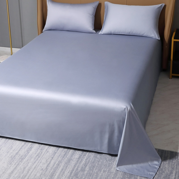 91家纺网 家纺一手货源 找家纺 晶缦家纺 2024新款100S全棉贡缎长绒棉纯色四件套和单品-纯沐系列 单床单 纯沐-绫兰灰