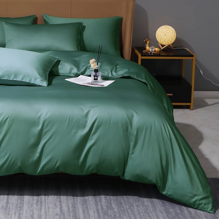 91家纺网 家纺一手货源 找家纺 晶缦家纺 2024新款100S全棉贡缎长绒棉纯色四件套和单品-纯沐系列 单被套 纯沐-橄榄绿