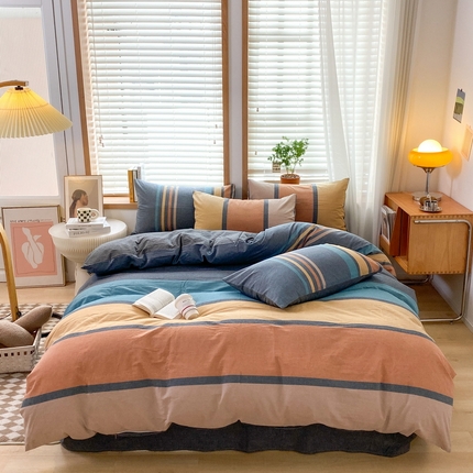 91家纺网 家纺一手货源 找家纺 （总）蓝邻家纺 2024新款全棉色织水洗棉四件套