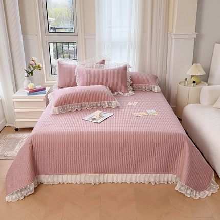 宜凡家纺 2024新款双面全棉印花系列床盖三件套 可可粉