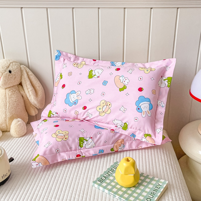 91家纺网 家纺一手货源 找家纺 金帛坊 2024新款100%全棉信封枕套儿童可拆卸枕芯枕头 萝卜兔