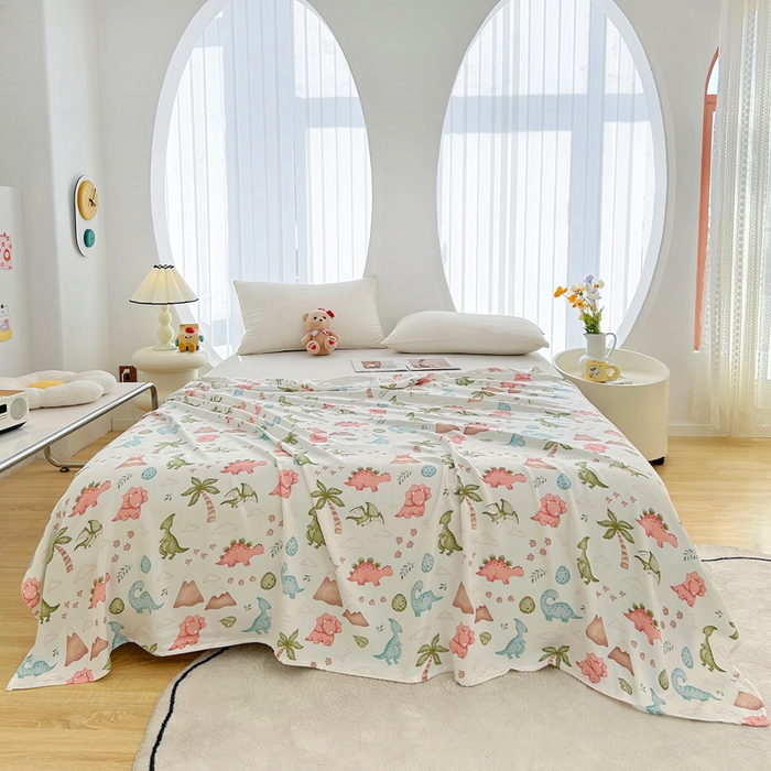 91家纺网 家纺一手货源 找家纺 首爱2025新款印花竹纤维午睡盖毯子空调毯沙发毯多功能儿童盖毯毯子恐龙乐园