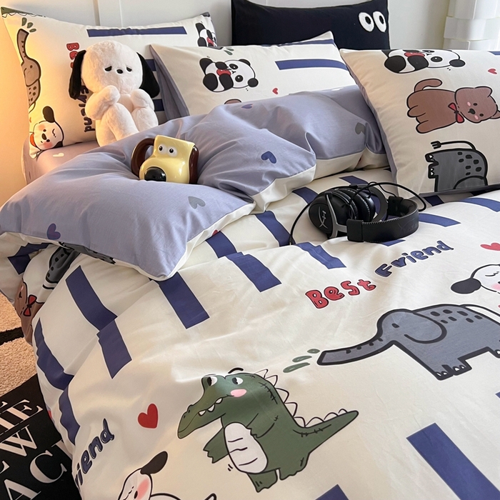 91家纺网 家纺一手货源 找家纺 HL原创 2024新款13070全棉40s单被套 萌宠世界