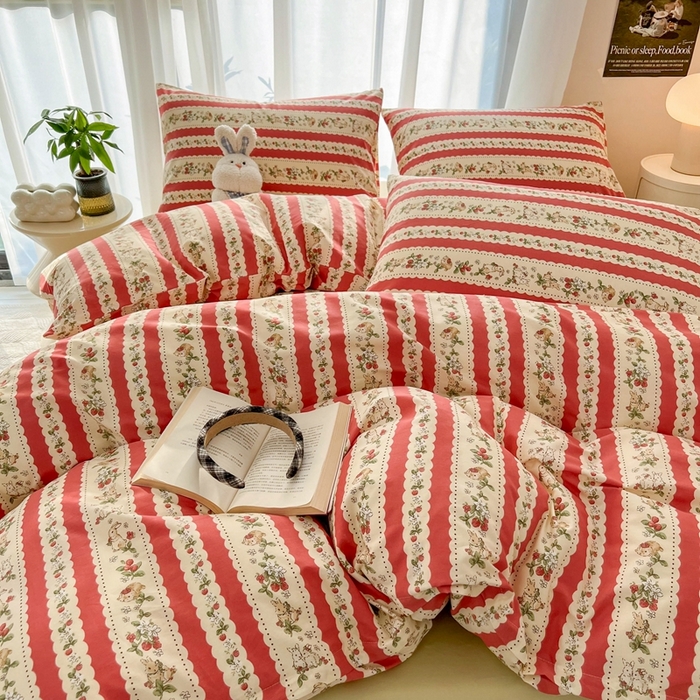 91家纺网 家纺一手货源 找家纺 HL原创 2024新款13070全棉40s单被套 花绯兔