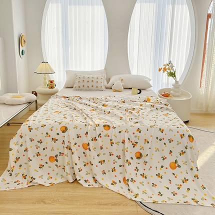 91家纺网 家纺一手货源 找家纺 首爱2025新款印花竹纤维午睡盖毯子空调毯沙发毯多功能儿童盖毯毯子 甜蜜沙糖橘