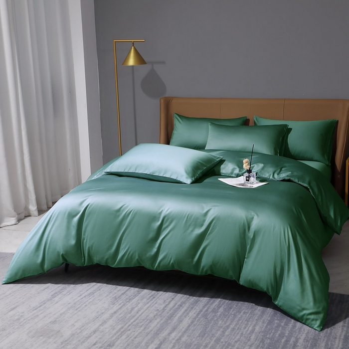 91家纺网 家纺一手货源 找家纺 晶缦家纺 2024新款100S全棉贡缎长绒棉纯色四件套和单品-纯沐系列 单被套 纯沐-橄榄绿