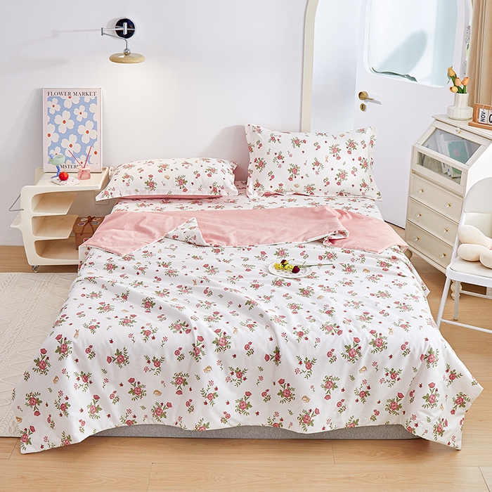 91家纺网 家纺一手货源 找家纺 元元被芯 2024新款全棉小清新夏被四件套-单夏被 古茗